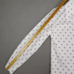 Vintage 70s Disco Shirt Women M/L White Purple Eye Dagger Collar Thin Dacron Mod