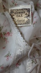Gunne Sax Floral Woven Cotton Square Pearl Neck Long Sleeve Maxi Dress