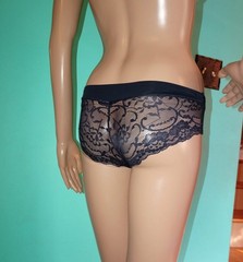 Marilyn Monroe Black Hipster Panties with Sheer Lace Butt size S risque