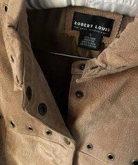Vintage Y2K Tan Suede Grommet Skirt & Jacket Set In Large By Robert Louis Paris