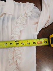 Vintage Oscar De La Renta Blouse 4 Ruffled Silk Chiffon Light Pink Lace Grandma