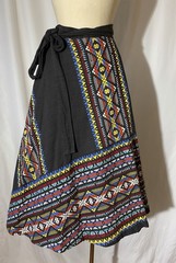 VTG 60s 70s Colorful Embroidered Cotton Wrap Skirt Guatemala, Size L
