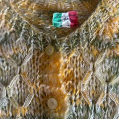 Vintage Hand Knit Wool Mohair Cardigan Made In Italy Boho Chunky Sweater