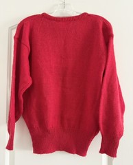 GLITZ by UNIT (Vtg)Red Knit Abstract Sequin 80s Geometric Beads Sweater-MEDIUM