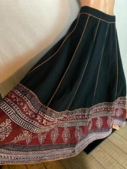 VTG JUGNU Wear Carnaby St. Long Maxi Skirt Black Block Print Hippy Boho S/M