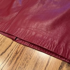 RARE VTG JACQUELINE FERRAR RED LEATHER MIDI SKIRT BOHO RODEO INDIE 32” WAIST