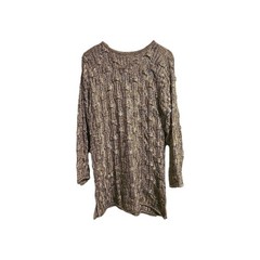 Vtg Exclusively Misook Dress Cable Knit Lurex Gold Metallic Dress Sz M/ L