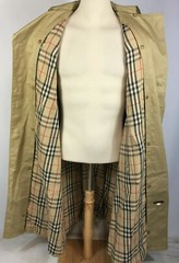 Vintage 60s 70s Burberry Poland Polish Made Khaki Plaid Lined Trench Coat Jacket