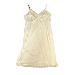Vintage 1960s Vanity Fair Off White Nylon Full Slip Lace Made in USA Size 40