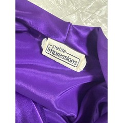 Petite Impressions Vintage Purple Satin Shawl Collar Blouse Double Breasted 80s