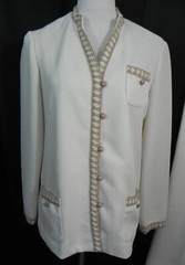 1980s MONTGOMERY WARDS Winter White Polyester Leisure Pants Suit sz 15/16 ( L )