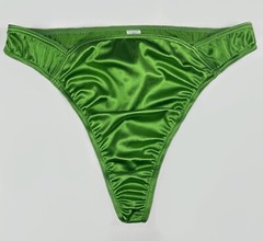 High Leg Satin Thong Bikini Panty · Green · S/5
