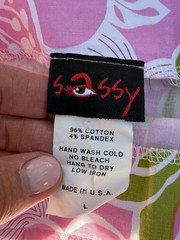 Vintage 80s Sassy pink green preppy a-line floral tenniscore skirt L resortwear