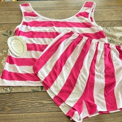 VTG Avon Private Treasures Hot Pink Striped Pajama Set M/L Retro New With Tags