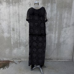 Antique 1920s Completely Beaded Flower Gown Silver Lamé Full Length Dress VTG