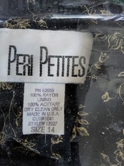 Vintage Peri Petites Black & Gold Floral Dress – Buttons – Size 14 Petite Dress