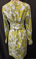 Vintage 70s Hippy Blue Green Floral Midi Dress with Wide Belt Size M/L