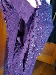 Vintage PATRA DEEP PURPLE BEADED SEQUIN LONG FORMAL GOWN DRESS Size 10–AS IS
