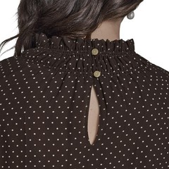 BCBG Women’s Flutter Sleeve Ruffle Mock Neck Printed Blouse Large