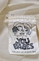 Vintage 70s You Babes White Cotton Skirt / Slip With Eyelet Ruffle size L
