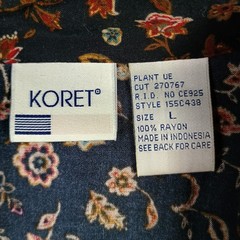 Vtg 90s Koret Patchwork Button Up Shirt Large Rayon Paisley Floral Shoulder Pads
