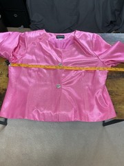 VTG Chad Stevens Pink Metallic Lurex Skirt Suit Set 22W Scalloped Evening Party