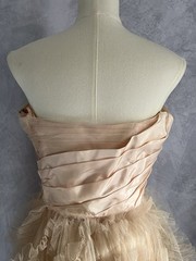 Vintage 1950’s Tulle Layered Cupcake Formal Full Length Dress Peach Beige Sz S
