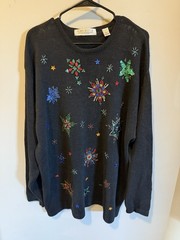 VTG Karen Scott II Evening Christmas Sweater Tunic Women’s 3XL New Years Beaded
