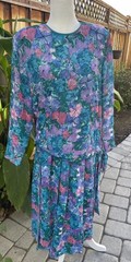 VTG Diane Freis 100% Silk Set of 2 Top & Skirt Vibrant Multicolor Beads Sequins