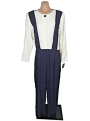 Vintage 80s Studio I 1 Blue White Nautical Draped Jumpsuit Playsuit PLUS 18 NWT