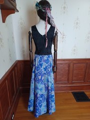 Vintage 1990s/Y2K Mix Nouveau Blue Boho Ethereal Fairy Floaty Maxi Skirt XL- 2X