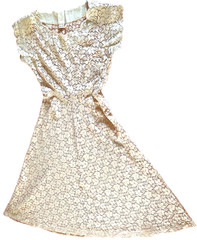 Antique 1940s ‘Quaker Lady’ Early American Ivory White Lace Dress