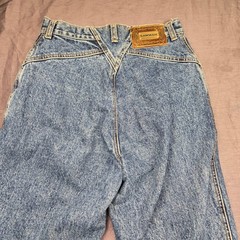 Vintage Lawman Western Jeans Acid Wash High Waist Asymmetrical Double Button 9