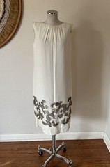 Vintage 60s Neusteters Beaded Coral Cream Cocktail Dress Women M