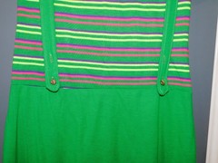 VTG 60s 70’s DRESS MINI JUMPER STRIPED KNIT POLY GREEN XS/S MOD GOGO GROOVY