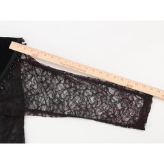 Sue Wong Bolero Jacket Medium Black Burgundy Lace Velvet Sequin Beaded Fringe