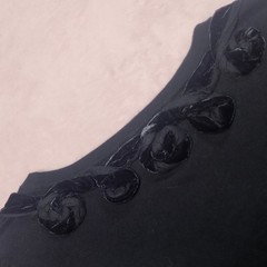 vintage 80s 90s velvet rosette balloon sleeve sweater sz m avant garde artsy