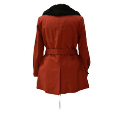 Vintage London Fog Burnt Orange Twill Coat Faux Fur Collar Western Size