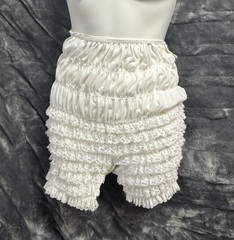 1950s Vintage Womens Ruffle High Waisted Pantaloons White Bloomers Small
