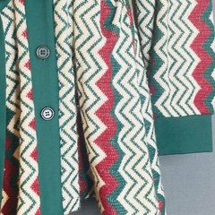 VTG Retro 70’s Women’s Red Green Cream Long Sweater Coat No Labels With Belt