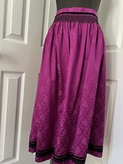 2 Skirts x Dirndl~1 Purple Damask w Lace~1 Embroidery Roses Dots Eyelets~S or M
