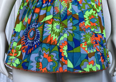 Vintage 60s Mod Go-Go Tank Top Blouse Pleats Retro Floral Summer Beach Resort S