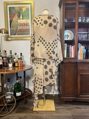 Vintage 1980s Dress-U Mauve Polka Dot Asymmetrical Whimsy Cardigan and Dress