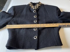 Vintage TAIGA Wool Bolero Cropped Military Look Trim Collar Size 2