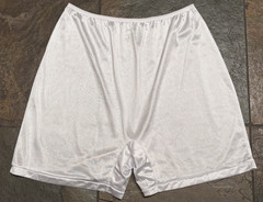 NATIONAL 10/3XL Snow WHITE Shiny Satin ALL Nylon Slip Shorts Panties NWOT NEW