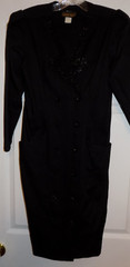 Taurus Nites Petites 8 M 80’s black glass beaded formal evening gown dress
