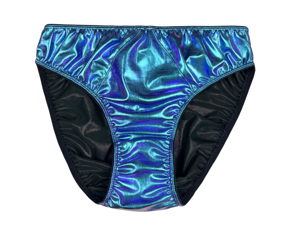 Classic Satin Hipster Panty Holographic Blue Green XL