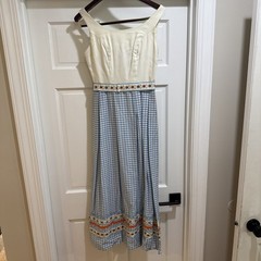 Vintage Blue Floral Print Dress Prairie Boho Hippie Size 9 (See Pics)