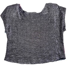 Vintage Caribou Sequin Metallic Top Shoulder Pads Rainbow Disco Glam Large