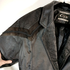 Leather Jacket Global Identity G-III Embossed Suede Accents Shoulder Pads